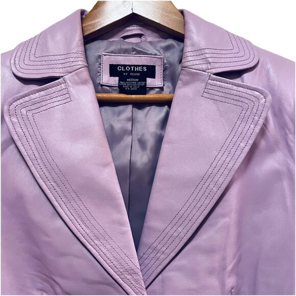 CLOTHES BY REVUE Liliac 100% Lamb Leather 3/4 Length Sleeve Short Jacket Sz M - Picture 3 of 7
